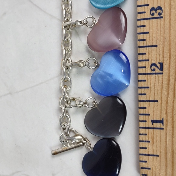 Artisan Crafted Glass Hearts Charm Bracelet - Picture 3 of 8
